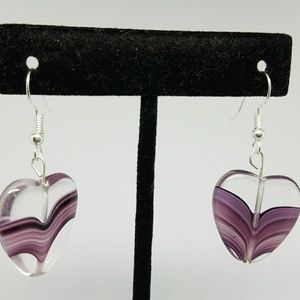 Purple heart earrings - NWOT